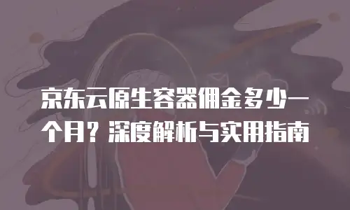 京东云容器收费多少钱一个月？轻松了解云计算成本