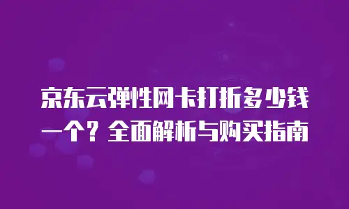 京东云弹性网卡优惠多少钱一张？价格低至99元一张！