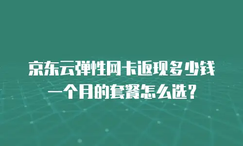 京东云弹性网卡返现多少钱一个月的套餐怎么选？