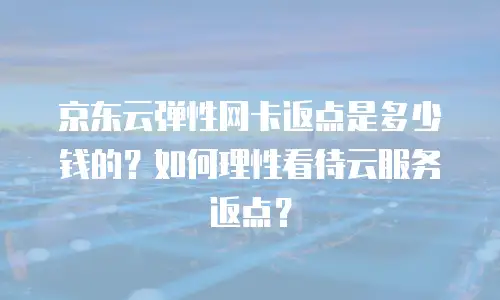 京东云弹性网卡返点是多少钱的？如何理性看待云服务返点？