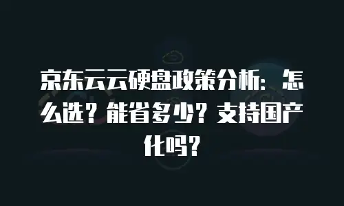 京东云云硬盘政策分析：怎么选？能省多少？支持国产化吗？