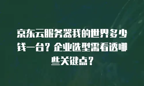 京东云服务器我的世界多少钱一台？企业选型需看透哪些关键点？