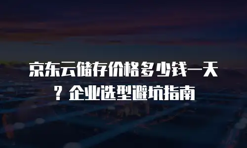 京东云储存价格多少钱一天？企业选型避坑指南