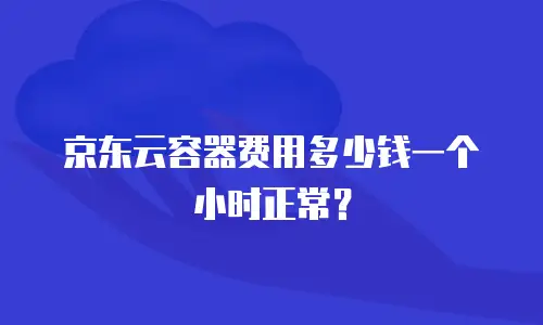 京东云容器费用多少钱一个小时正常？