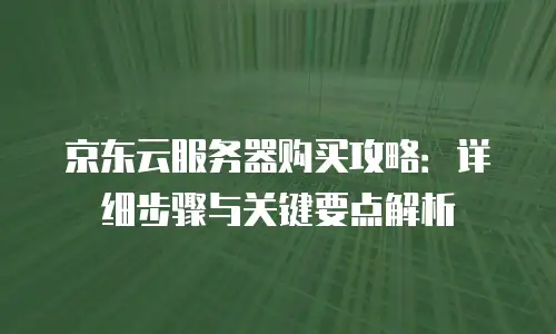 京东云服务器购买攻略：详细步骤与关键要点解析