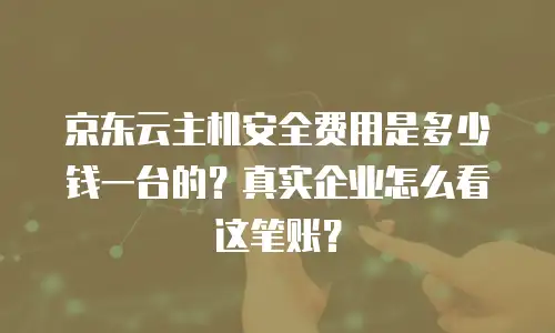 京东云主机安全费用是多少钱一台的？真实企业怎么看这笔账？