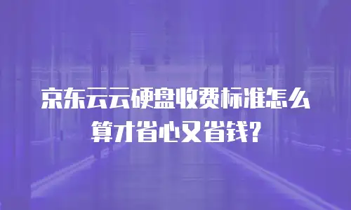 京东云云硬盘收费标准怎么算才省心又省钱？