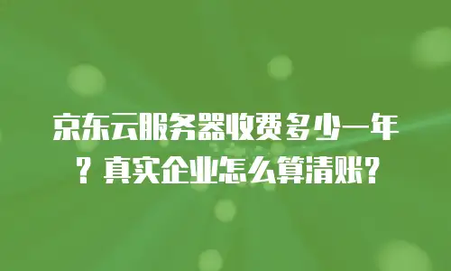 京东云服务器收费多少一年？真实企业怎么算清账？