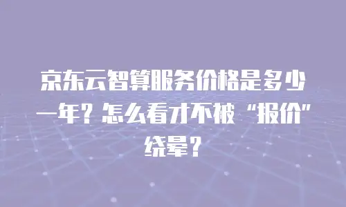 京东云智算服务价格是多少一年？怎么看才不被“报价”绕晕？