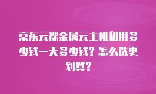 京东云裸金属云主机租用多少钱一天多少钱？怎么选更划算？