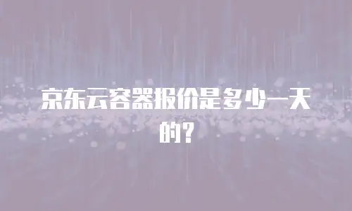 京东云容器报价是多少一天的？