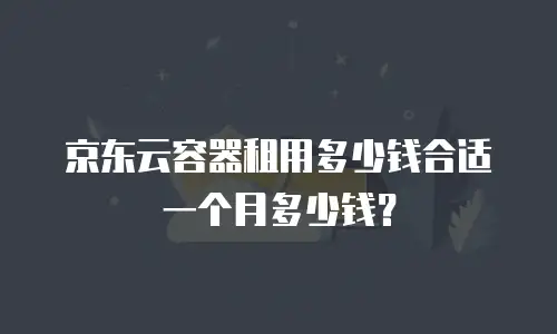 京东云容器租用多少钱合适一个月多少钱？