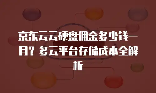 京东云云硬盘佣金多少钱一月？多云平台存储成本全解析