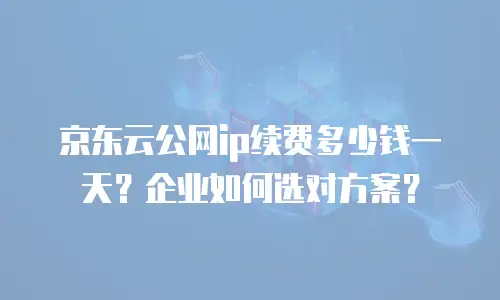 京东云公网ip续费多少钱一天？企业如何选对方案？