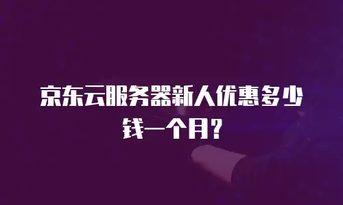 京东云服务器新人优惠多少钱一个月？