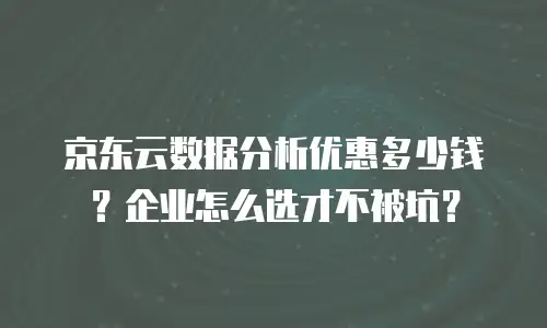 京东云数据分析优惠多少钱？企业怎么选才不被坑？