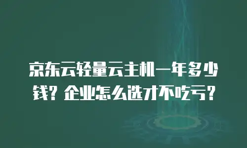 京东云轻量云主机一年多少钱？企业怎么选才不吃亏？