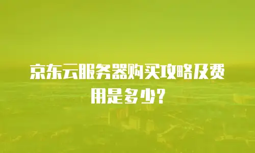 京东云服务器购买攻略及费用是多少？