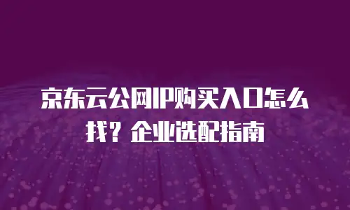 京东云公网IP购买入口怎么找？企业选配指南