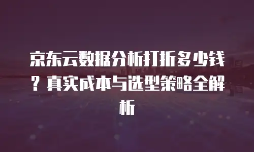 京东云数据分析打折多少钱？真实成本与选型策略全解析