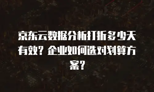 京东云数据分析打折多少天有效？企业如何选对划算方案？