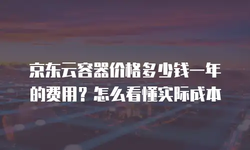 京东云容器价格多少钱一年的费用？怎么看懂实际成本