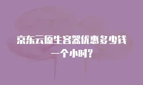 京东云原生容器优惠多少钱一个小时？