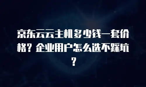 京东云云主机多少钱一套价格？企业用户怎么选不踩坑？
