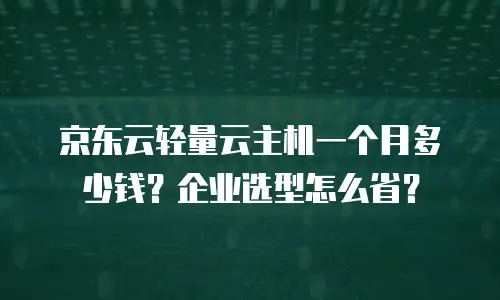 京东云轻量云主机一个月多少钱？企业选型怎么省？