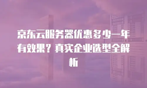 京东云服务器优惠多少一年有效果？真实企业选型全解析