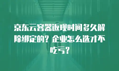 京东云容器返现时间多久解除绑定的？企业怎么选才不吃亏？