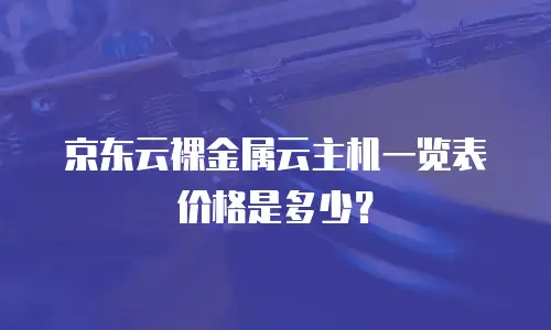 京东云裸金属云主机一览表价格是多少？