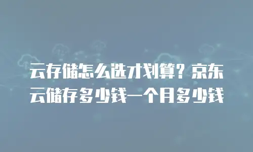 云存储怎么选才划算？京东云储存多少钱一个月多少钱