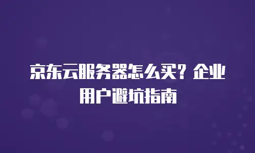 京东云服务器怎么买？企业用户避坑指南