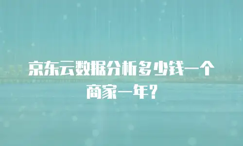 京东云数据分析多少钱一个商家一年？