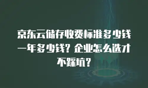 京东云储存收费标准多少钱一年多少钱？企业怎么选才不踩坑？