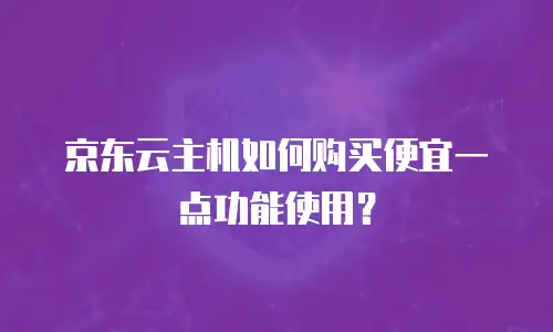 京东云主机如何购买便宜一点功能使用？