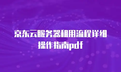 京东云服务器租用流程详细操作指南pdf