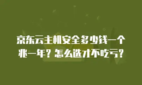 京东云主机安全多少钱一个兆一年？怎么选才不吃亏？