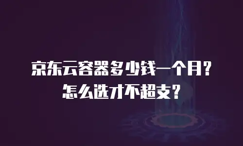 京东云容器多少钱一个月？怎么选才不超支？