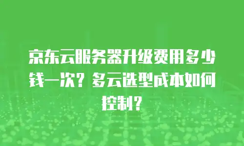 京东云服务器升级费用多少钱一次？多云选型成本如何控制？
