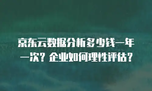 京东云数据分析多少钱一年一次？企业如何理性评估？