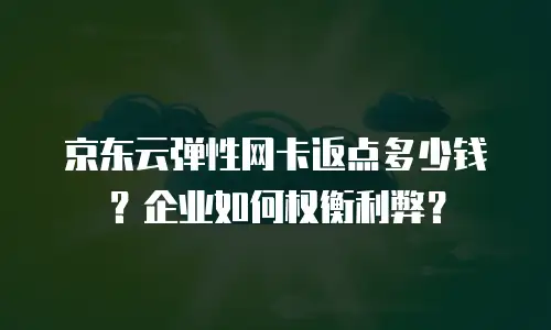 京东云弹性网卡返点多少钱？企业如何权衡利弊？