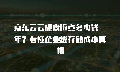 京东云云硬盘返点多少钱一年？看懂企业级存储成本真相