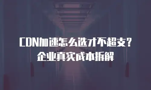 CDN加速怎么选才不超支？企业真实成本拆解