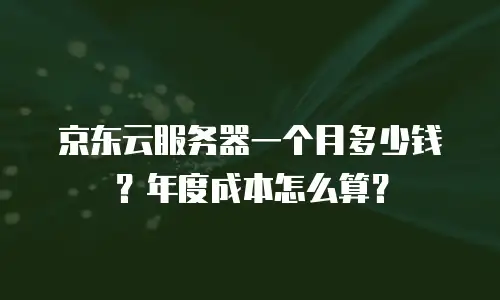 京东云服务器一个月多少钱？年度成本怎么算？