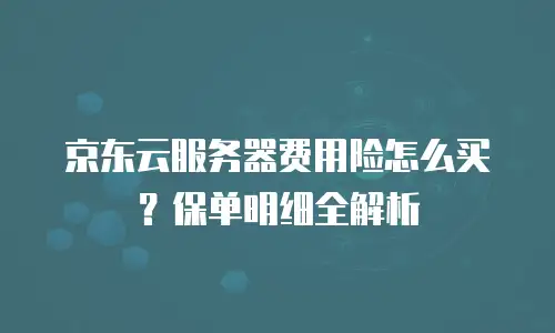 京东云服务器费用险怎么买？保单明细全解析