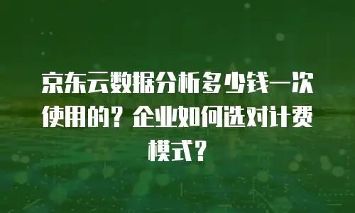 京东云数据分析多少钱一次使用的？企业如何选对计费模式？