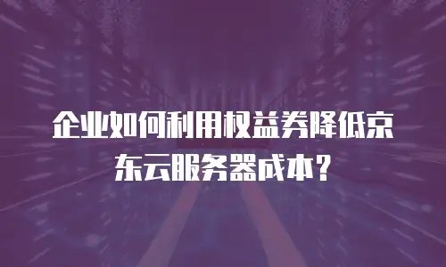企业如何利用权益券降低京东云服务器成本？