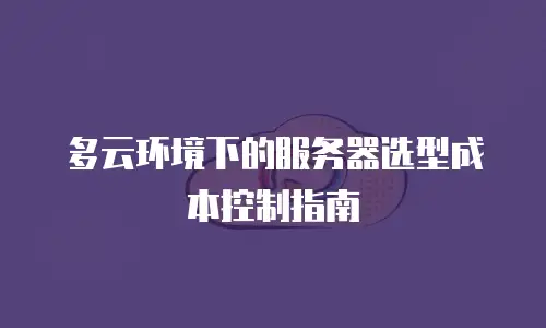 多云环境下的服务器选型成本控制指南